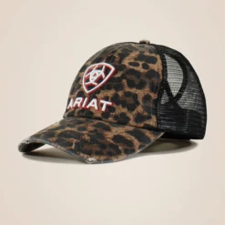 Embossed Logo Cheetah Print Cap